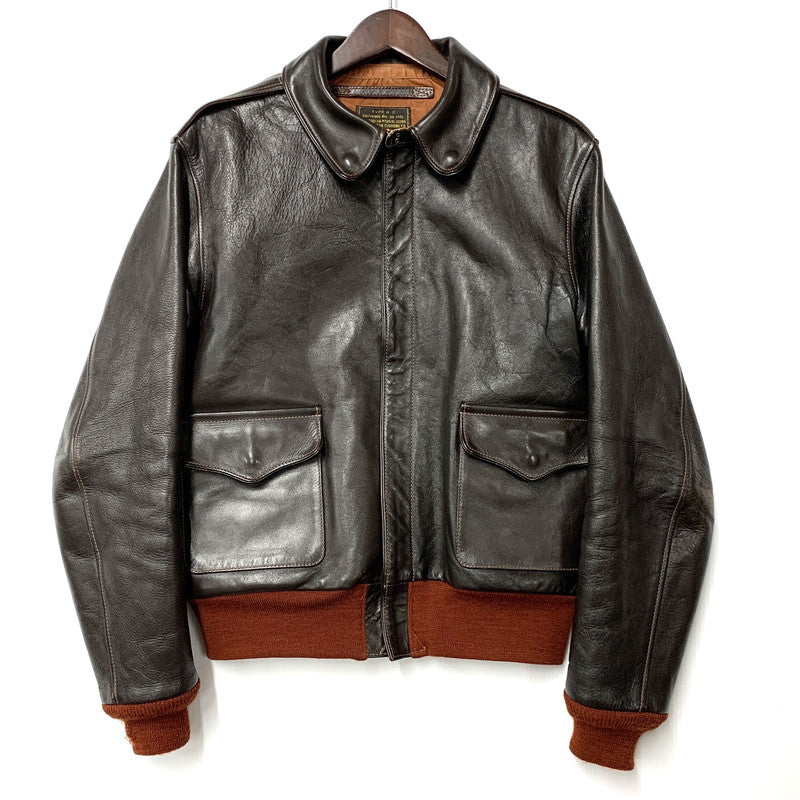 【中古品】【メンズ】 THE FEW MFG. CO. ザ フュー ROUGH WEAR CLOTHING CO. W535 AC-23380 TYPE A-2 HORSEHIDE LEATHER FLIGHT JACKET ホースハイド レザー フライト ジャケット アウター 145-260110-cs-20-izu サイズ：40 カラー：ダークブラウン 万代Net店