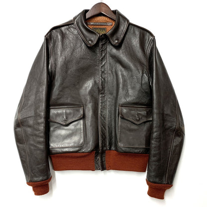 【中古品】【メンズ】 THE FEW MFG. CO. ザ フュー ROUGH WEAR CLOTHING CO. W535 AC-23380 TYPE A-2 HORSEHIDE LEATHER FLIGHT JACKET ホースハイド レザー フライト ジャケット アウター 145-260110-cs-20-izu サイズ：40 カラー：ダークブラウン 万代Net店