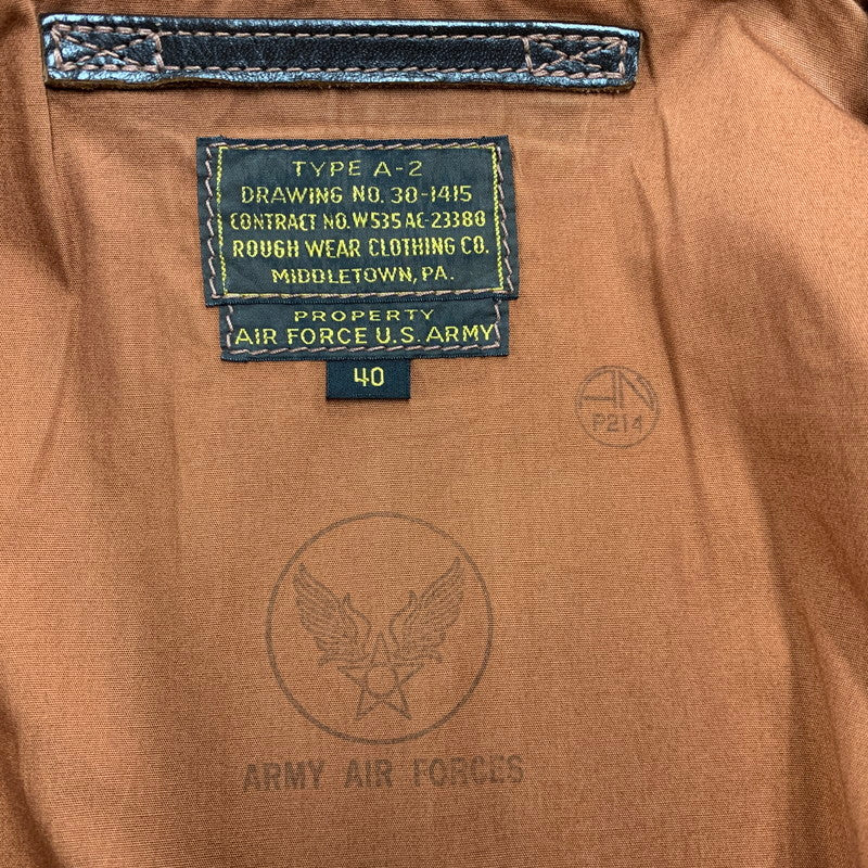【中古品】【メンズ】 THE FEW MFG. CO. ザ フュー ROUGH WEAR CLOTHING CO. W535 AC-23380 TYPE A-2 HORSEHIDE LEATHER FLIGHT JACKET ホースハイド レザー フライト ジャケット アウター 145-260110-cs-20-izu サイズ：40 カラー：ダークブラウン 万代Net店