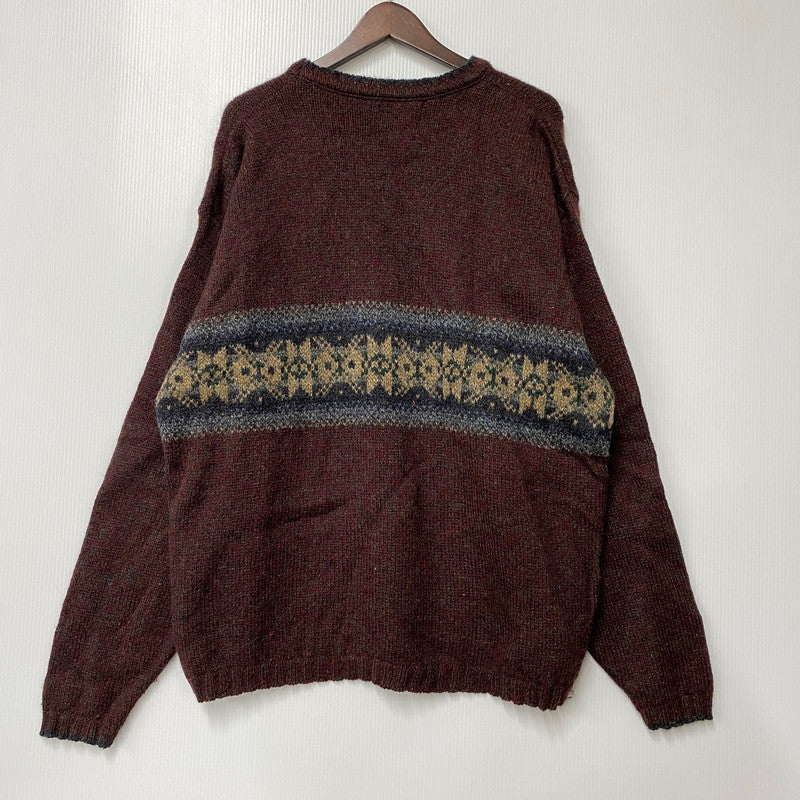 【中古品】【メンズ】 USA製 V-NECK ブイネック WOOL KNIT SWEATER ウール ニット セーター 146-260111-ya-14-izu サイズ：XL カラー：赤茶系 万代Net店