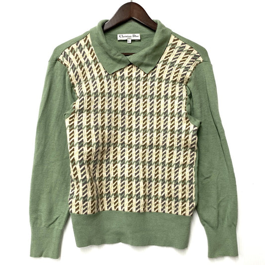 【中古品】【レディース】 CHRISTIAN DIOR SPORTS クリスチャンディオール スポーツ WOOL POLO KNIT SWEATER ウール ポロ ニット セーター 168-260111-ya-15-izu サイズ：L カラー：グリーン 万代Net店