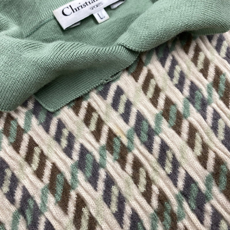 【中古品】【レディース】 CHRISTIAN DIOR SPORTS クリスチャンディオール スポーツ WOOL POLO KNIT SWEATER ウール ポロ ニット セーター 168-260111-ya-15-izu サイズ：L カラー：グリーン 万代Net店