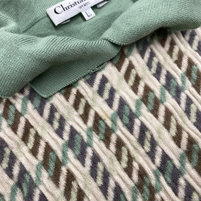 【中古品】【レディース】 CHRISTIAN DIOR SPORTS クリスチャンディオール スポーツ WOOL POLO KNIT SWEATER ウール ポロ ニット セーター 168-260111-ya-15-izu サイズ：L カラー：グリーン 万代Net店