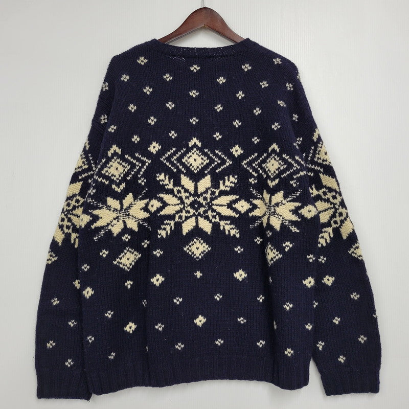 【中古品】【メンズ】 J.CREW ジェイクルー 90-00S HAND KNIT WOOL KNIT SWEATER ハンド ニット ウール ニット セーター トップス 長袖 146-260123-cs-16-izu サイズ：L カラー：ネイビー 万代Net店