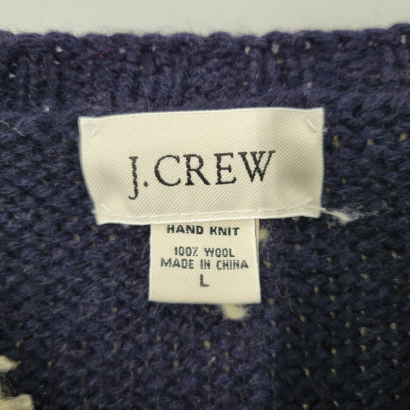 【中古品】【メンズ】 J.CREW ジェイクルー 90-00S HAND KNIT WOOL KNIT SWEATER ハンド ニット ウール ニット セーター トップス 長袖 146-260123-cs-16-izu サイズ：L カラー：ネイビー 万代Net店