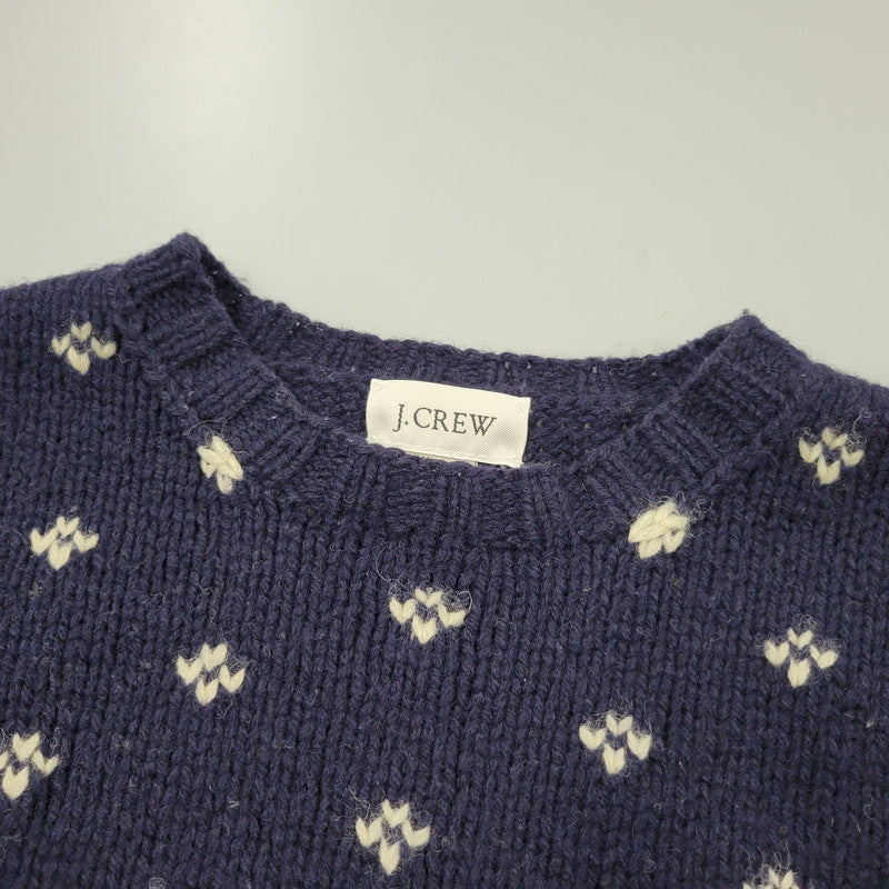 【中古品】【メンズ】 J.CREW ジェイクルー 90-00S HAND KNIT WOOL KNIT SWEATER ハンド ニット ウール ニット セーター トップス 長袖 146-260123-cs-16-izu サイズ：L カラー：ネイビー 万代Net店