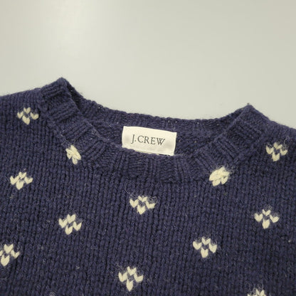 【中古品】【メンズ】 J.CREW ジェイクルー 90-00S HAND KNIT WOOL KNIT SWEATER ハンド ニット ウール ニット セーター トップス 長袖 146-260123-cs-16-izu サイズ：L カラー：ネイビー 万代Net店