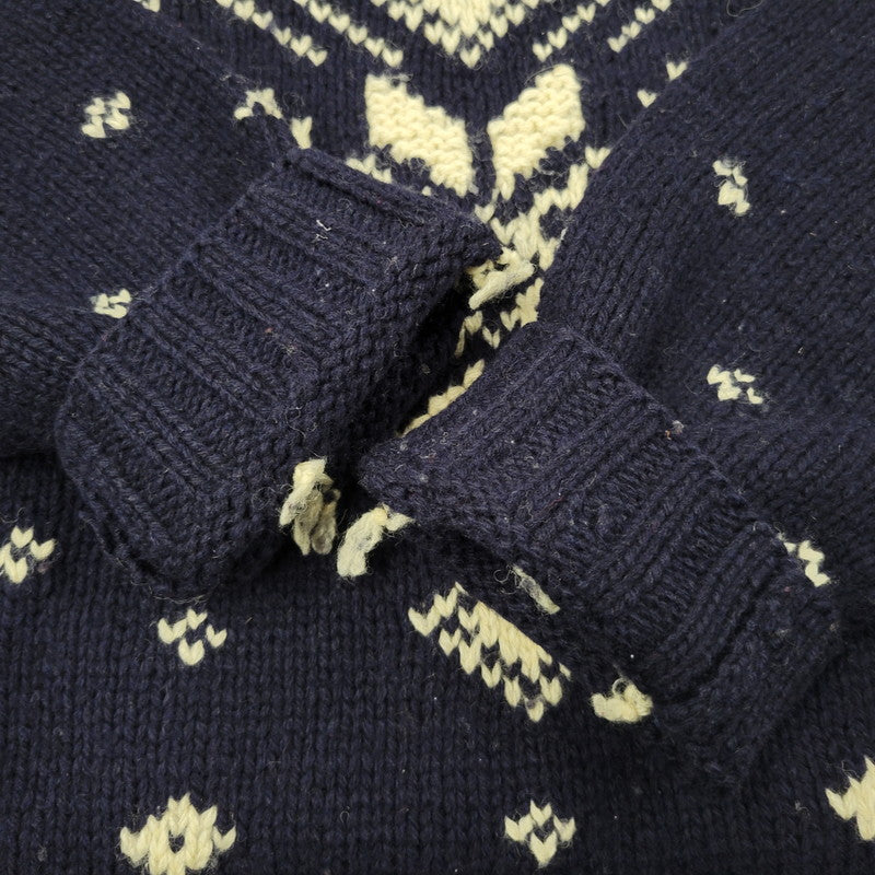 【中古品】【メンズ】 J.CREW ジェイクルー 90-00S HAND KNIT WOOL KNIT SWEATER ハンド ニット ウール ニット セーター トップス 長袖 146-260123-cs-16-izu サイズ：L カラー：ネイビー 万代Net店