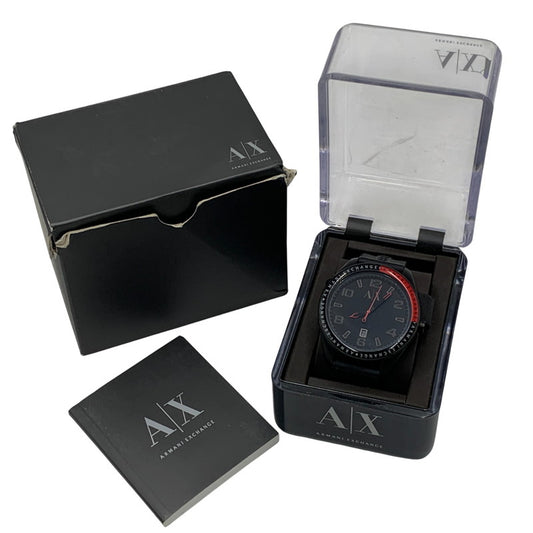 【現状渡し品】【メンズ/レディース】 ARMANI EXCHANGE アルマーニ エクスチェンジ AX1301 黒文字盤 QUARTZ クオーツ 腕時計 197-260113-cs-14-izu カラー：ブラック 万代Net店