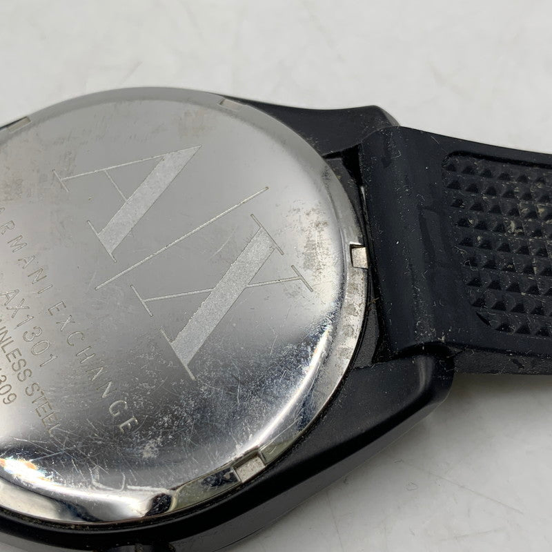 【現状渡し品】【メンズ/レディース】 ARMANI EXCHANGE アルマーニ エクスチェンジ AX1301 黒文字盤 QUARTZ クオーツ 腕時計 197-260113-cs-14-izu カラー：ブラック 万代Net店
