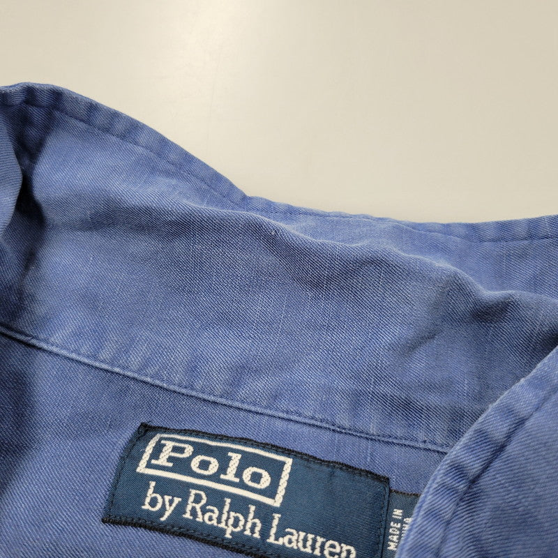 【中古品】【メンズ】 LINEN OPEN COLLAR LS SHIRT リネン オープンカラーシャツ 長袖 トップス 146-260112-as-13-izu サイズ：XXL カラー：ブルー 万代Net店