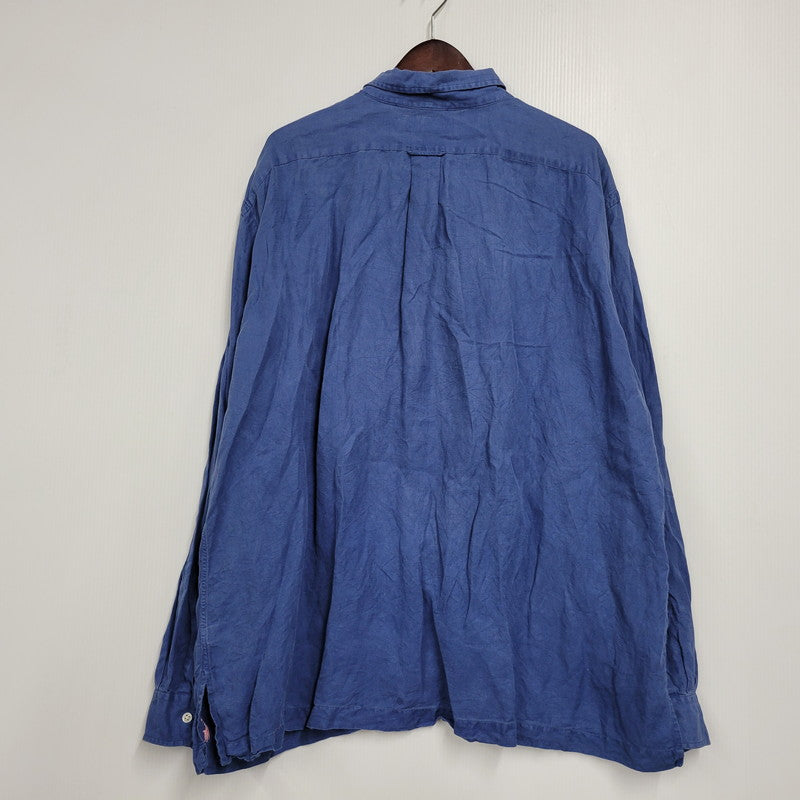 【中古品】【メンズ】 LINEN OPEN COLLAR LS SHIRT リネン オープンカラーシャツ 長袖 トップス 146-260112-as-13-izu サイズ：XXL カラー：ブルー 万代Net店