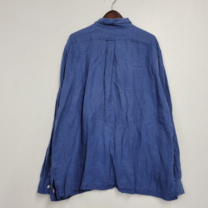 【中古品】【メンズ】 LINEN OPEN COLLAR LS SHIRT リネン オープンカラーシャツ 長袖 トップス 146-260112-as-13-izu サイズ：XXL カラー：ブルー 万代Net店