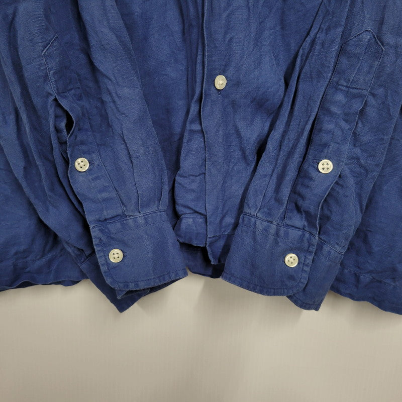 【中古品】【メンズ】 LINEN OPEN COLLAR LS SHIRT リネン オープンカラーシャツ 長袖 トップス 146-260112-as-13-izu サイズ：XXL カラー：ブルー 万代Net店