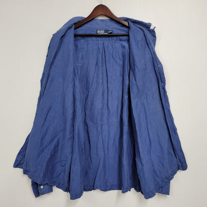 【中古品】【メンズ】 LINEN OPEN COLLAR LS SHIRT リネン オープンカラーシャツ 長袖 トップス 146-260112-as-13-izu サイズ：XXL カラー：ブルー 万代Net店