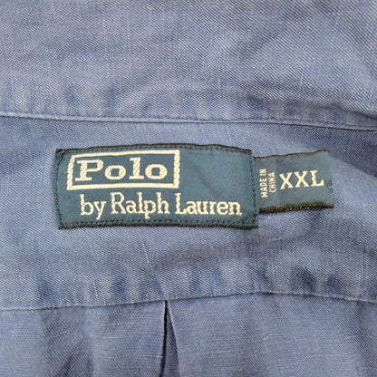 【中古品】【メンズ】 LINEN OPEN COLLAR LS SHIRT リネン オープンカラーシャツ 長袖 トップス 146-260112-as-13-izu サイズ：XXL カラー：ブルー 万代Net店