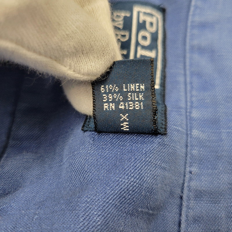 【中古品】【メンズ】 LINEN OPEN COLLAR LS SHIRT リネン オープンカラーシャツ 長袖 トップス 146-260112-as-13-izu サイズ：XXL カラー：ブルー 万代Net店