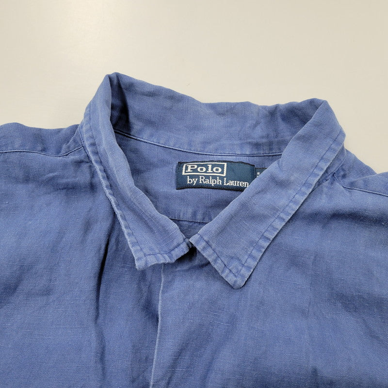 【中古品】【メンズ】 LINEN OPEN COLLAR LS SHIRT リネン オープンカラーシャツ 長袖 トップス 146-260112-as-13-izu サイズ：XXL カラー：ブルー 万代Net店