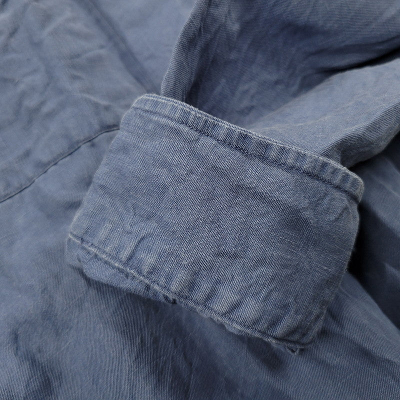 【中古品】【メンズ】 LINEN OPEN COLLAR LS SHIRT リネン オープンカラーシャツ 長袖 トップス 146-260112-as-13-izu サイズ：XXL カラー：ブルー 万代Net店