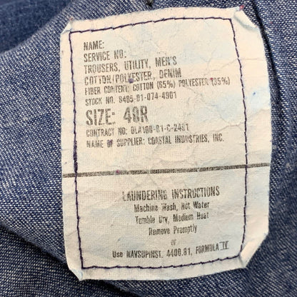 【中古品】【メンズ】 U.S NAVY ユー エス ネイビー DLA100-81-C-2491 IDEALジッパー DENIM SAILOR PANTS デニム セーラー パンツ ズボン ボトムス 157-260112-ya-13-izu サイズ：40R カラー：ブルー 万代Net店