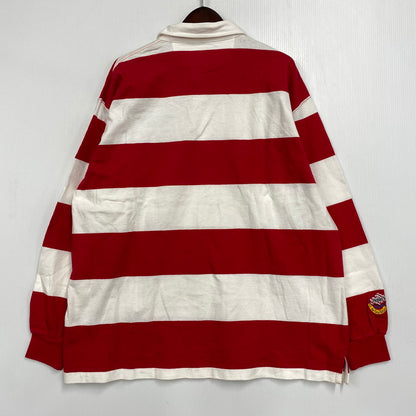 【中古品】【メンズ】 LANDS'END ランズエンド RUGBY SHIRT ラグビー シャツ トップス 長袖 146-260114-kh-02-izu サイズ：XL カラー：レッド×ホワイト 万代Net店