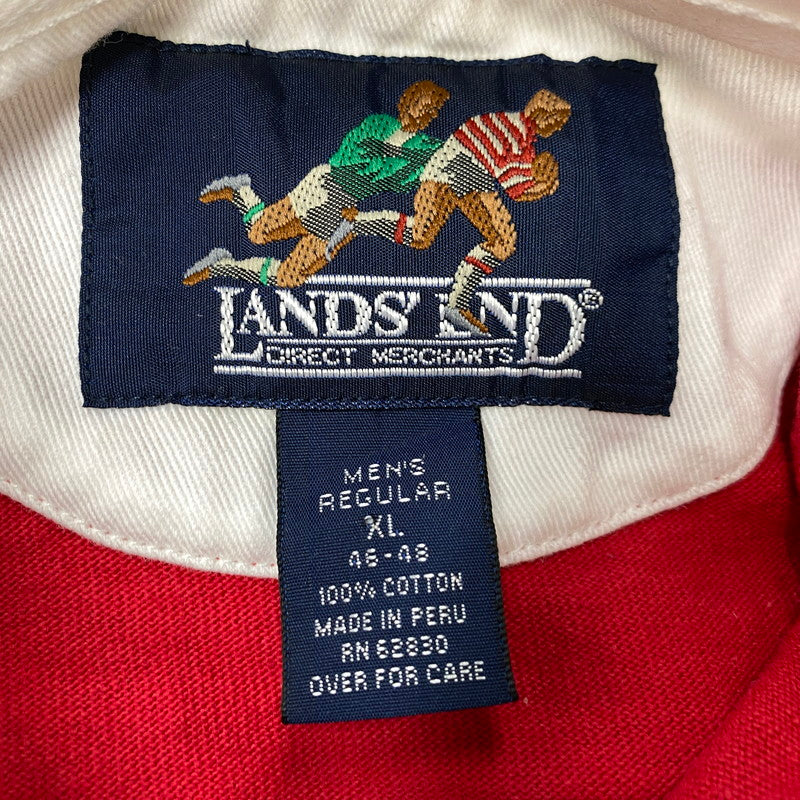 【中古品】【メンズ】 LANDS'END ランズエンド RUGBY SHIRT ラグビー シャツ トップス 長袖 146-260114-kh-02-izu サイズ：XL カラー：レッド×ホワイト 万代Net店