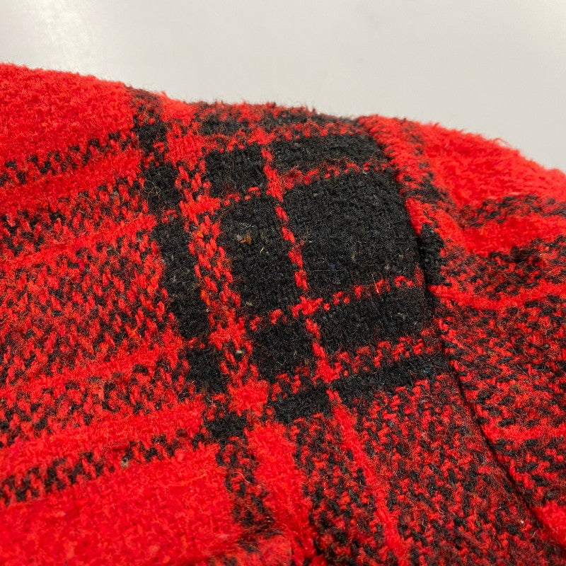 【中古品】【メンズ】 MANHATTAN マンハッタン CORDUROY COLLAR CHECK WOOL JACKET コーデュロイ カラー チェック ウールジャケット USA製 アウター 146-260118-as-05-izu サイズ：L カラー：レッド×ブラック 万代Net店