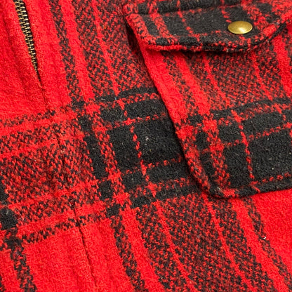 【中古品】【メンズ】 MANHATTAN マンハッタン CORDUROY COLLAR CHECK WOOL JACKET コーデュロイ カラー チェック ウールジャケット USA製 アウター 146-260118-as-05-izu サイズ：L カラー：レッド×ブラック 万代Net店