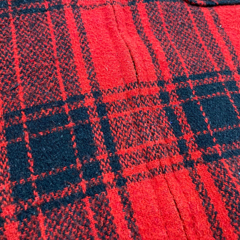 【中古品】【メンズ】 MANHATTAN マンハッタン CORDUROY COLLAR CHECK WOOL JACKET コーデュロイ カラー チェック ウールジャケット USA製 アウター 146-260118-as-05-izu サイズ：L カラー：レッド×ブラック 万代Net店