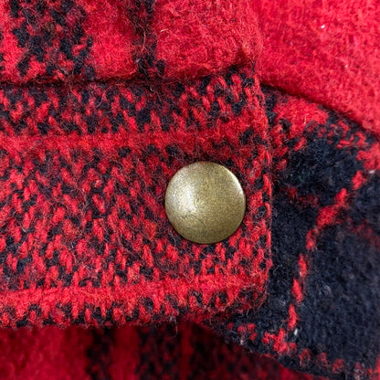 【中古品】【メンズ】 MANHATTAN マンハッタン CORDUROY COLLAR CHECK WOOL JACKET コーデュロイ カラー チェック ウールジャケット USA製 アウター 146-260118-as-05-izu サイズ：L カラー：レッド×ブラック 万代Net店