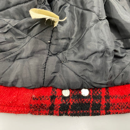 【中古品】【メンズ】 MANHATTAN マンハッタン CORDUROY COLLAR CHECK WOOL JACKET コーデュロイ カラー チェック ウールジャケット USA製 アウター 146-260118-as-05-izu サイズ：L カラー：レッド×ブラック 万代Net店