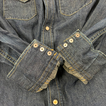【中古品】【メンズ】 SKULL JEANS スカルジーンズ DENIM WESTERN LS SHIRT デニム ウエスタン ロングスリーブ シャツ 長袖 トップス 145-260113-as-10-izu カラー：インディゴ 万代Net店