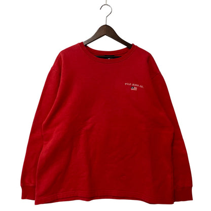 【中古品】【メンズ】 RALPH LAUREN ラルフローレン SWEATSHIRT スウェットシャツ USA製 トレーナー 長袖 トップス 146-260119-as-17-izu サイズ：M/L カラー：レッド 万代Net店