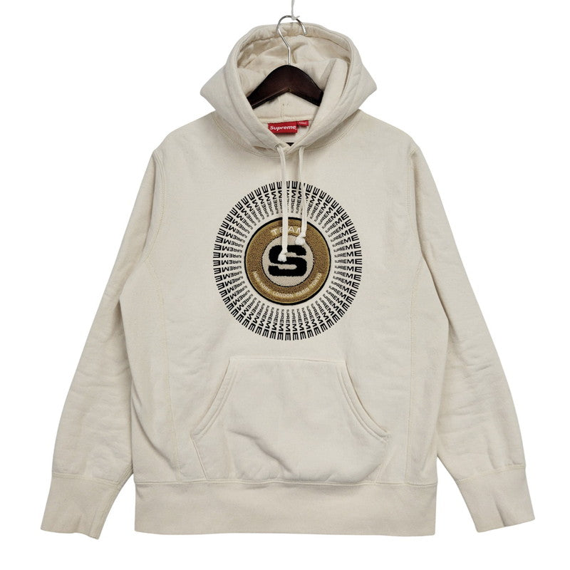 【中古品】【メンズ】 CHENILLE APPLIQUE HOODED SWEATSHIRT シェニール アップリケ フーデッド スウェットシャツ パーカー 長袖 トップス 149-260118-kh-05-izu サイズ：S カラー：ナチュラル 万代Net店
