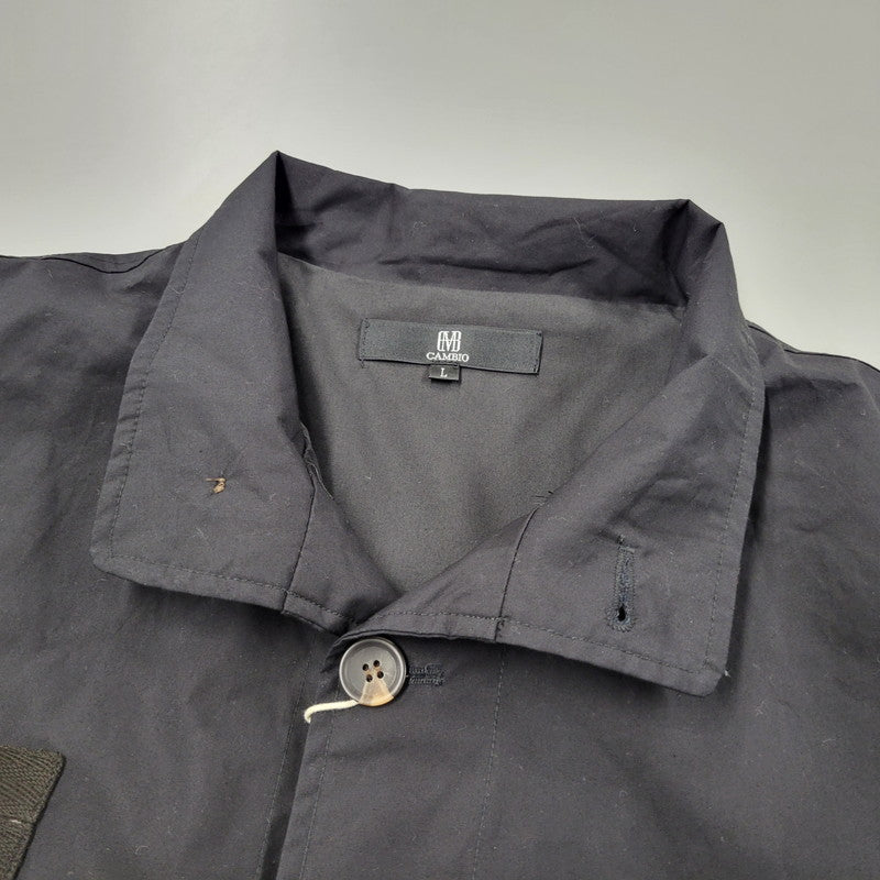 【中古品】【メンズ】 CAMBIO カンビオ OVERSIZED TYPEWRITER MILITARY STAND COLLAR JACKET PF-241-003 オーバーサイズ タイプライター ミリタリースタンドカラージャケット 147-260123-as-16-izu サイズ：L カラー：ブラック 万代Net店