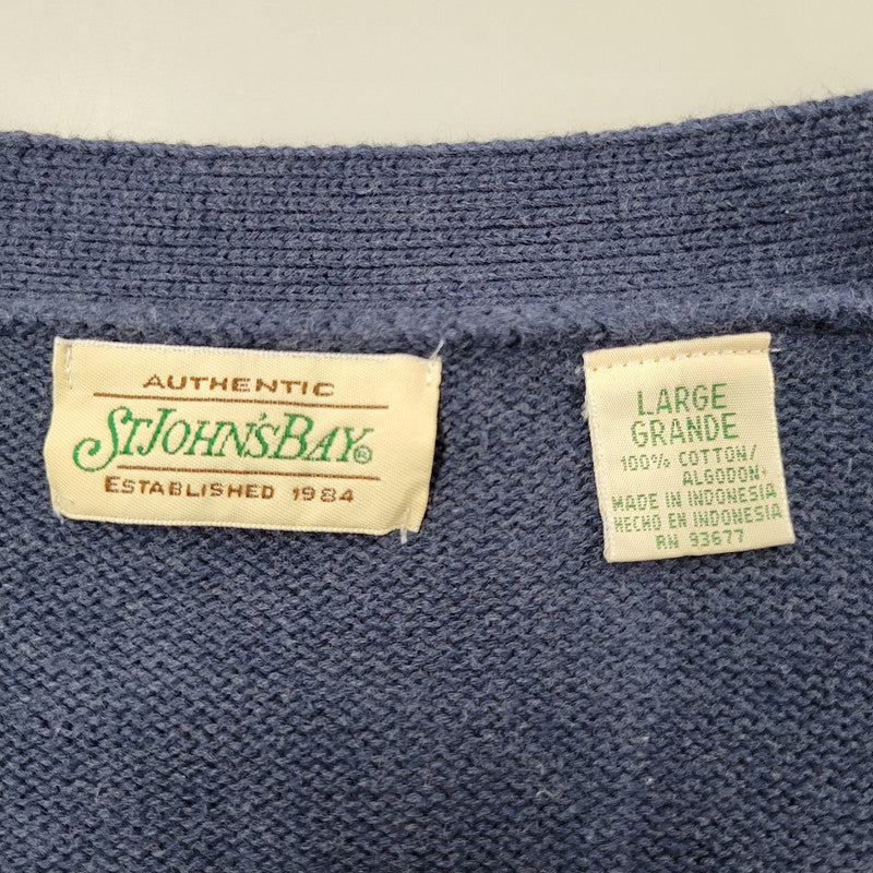 【中古品】【メンズ】 ST.JOHN'S BAY セントジョンズベイ CARDIGAN カーディガン 146-260123-as-21-izu サイズ：L カラー：ネイビー系 万代Net店