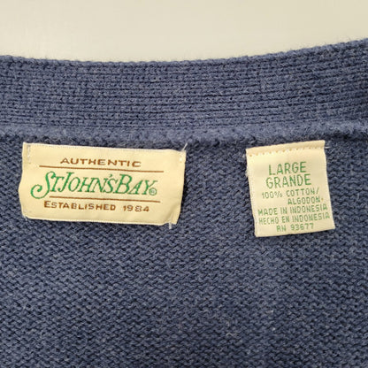 【中古品】【メンズ】 ST.JOHN'S BAY セントジョンズベイ CARDIGAN カーディガン 146-260123-as-21-izu サイズ：L カラー：ネイビー系 万代Net店