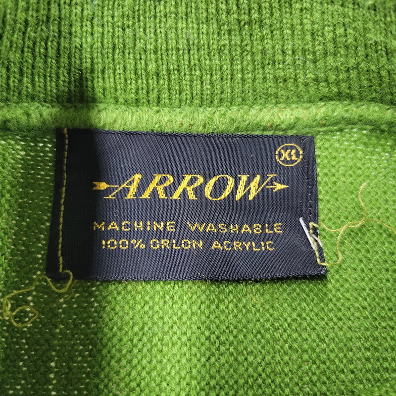 【中古品】【メンズ】 ARROW アロー 70’S ACRYLIC KINT アクリル ニット トップス 長袖 146-260123-cs-15-izu サイズ：XL カラー：グリーン 万代Net店