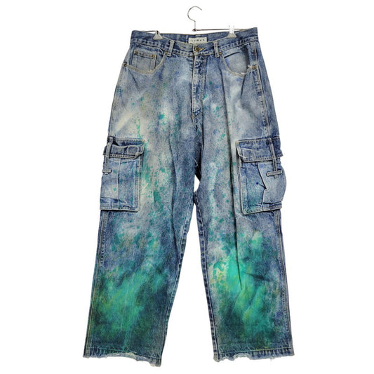 【現状渡し品】【メンズ】 VIBES バイブス PAINT DENIM CARGO PANTS ペイント デニム カーゴパンツ ボトムス 157-260123-as-25-izu サイズ：36×32 カラー：インディゴ系 万代Net店