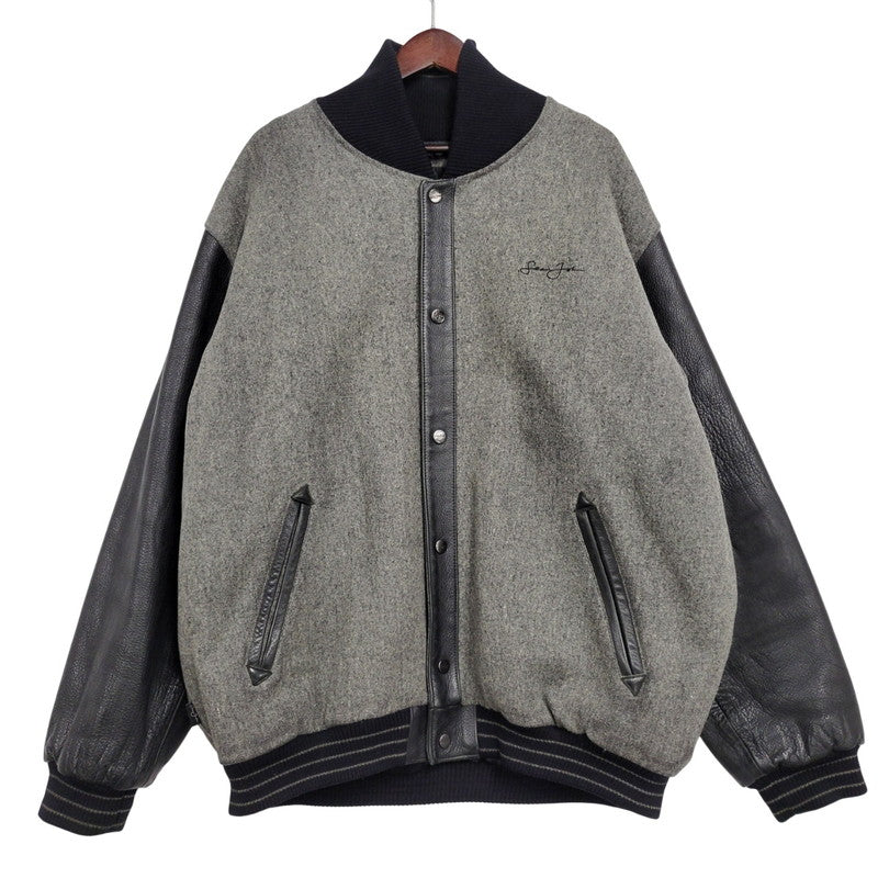 【中古品】【メンズ】 QUILTING LINER GENUINE LEATHER×WOOL SUTADIUM JACKET キルティング ライナー ジェニュイン レザー ウール スタジアムジャケット スタジャン 146-260118-tt-01-izu サイズ：XL カラー：グレー×ブラック 万代Net店