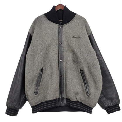 【中古品】【メンズ】 QUILTING LINER GENUINE LEATHER×WOOL SUTADIUM JACKET キルティング ライナー ジェニュイン レザー ウール スタジアムジャケット スタジャン 146-260118-tt-01-izu サイズ：XL カラー：グレー×ブラック 万代Net店