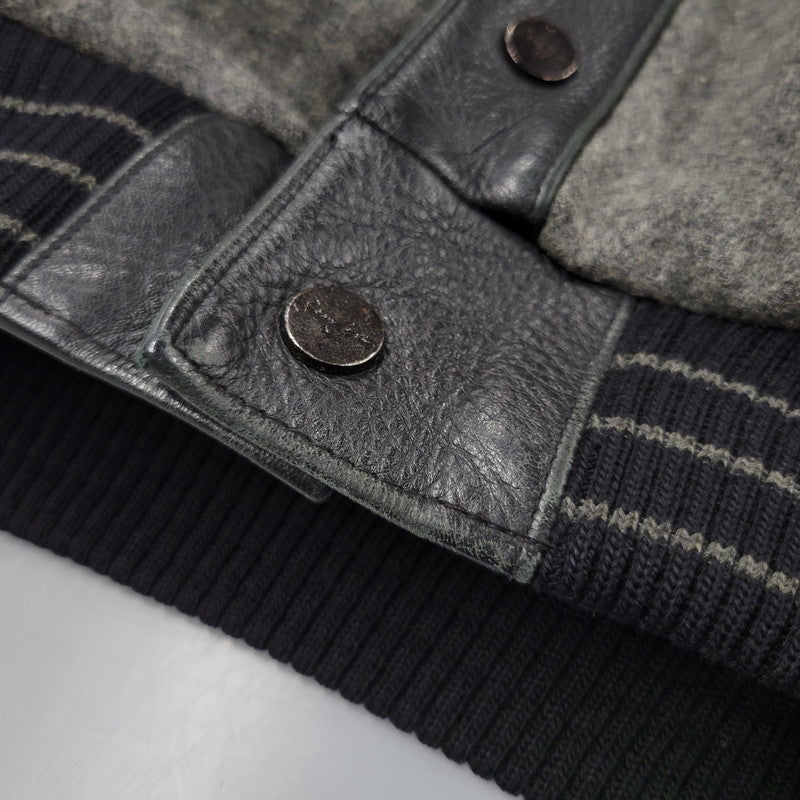 【中古品】【メンズ】 QUILTING LINER GENUINE LEATHER×WOOL SUTADIUM JACKET キルティング ライナー ジェニュイン レザー ウール スタジアムジャケット スタジャン 146-260118-tt-01-izu サイズ：XL カラー：グレー×ブラック 万代Net店