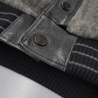 【中古品】【メンズ】 QUILTING LINER GENUINE LEATHER×WOOL SUTADIUM JACKET キルティング ライナー ジェニュイン レザー ウール スタジアムジャケット スタジャン 146-260118-tt-01-izu サイズ：XL カラー：グレー×ブラック 万代Net店