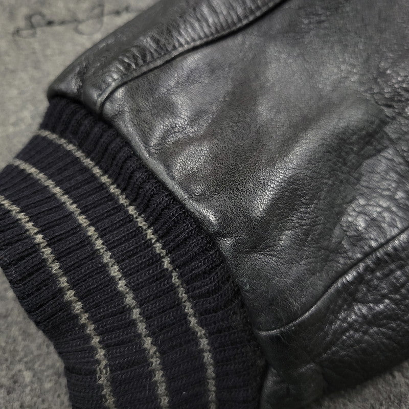 【中古品】【メンズ】 QUILTING LINER GENUINE LEATHER×WOOL SUTADIUM JACKET キルティング ライナー ジェニュイン レザー ウール スタジアムジャケット スタジャン 146-260118-tt-01-izu サイズ：XL カラー：グレー×ブラック 万代Net店