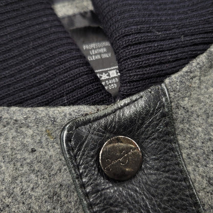 【中古品】【メンズ】 QUILTING LINER GENUINE LEATHER×WOOL SUTADIUM JACKET キルティング ライナー ジェニュイン レザー ウール スタジアムジャケット スタジャン 146-260118-tt-01-izu サイズ：XL カラー：グレー×ブラック 万代Net店