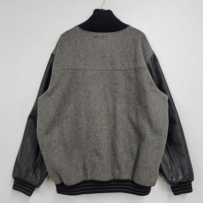【中古品】【メンズ】 QUILTING LINER GENUINE LEATHER×WOOL SUTADIUM JACKET キルティング ライナー ジェニュイン レザー ウール スタジアムジャケット スタジャン 146-260118-tt-01-izu サイズ：XL カラー：グレー×ブラック 万代Net店
