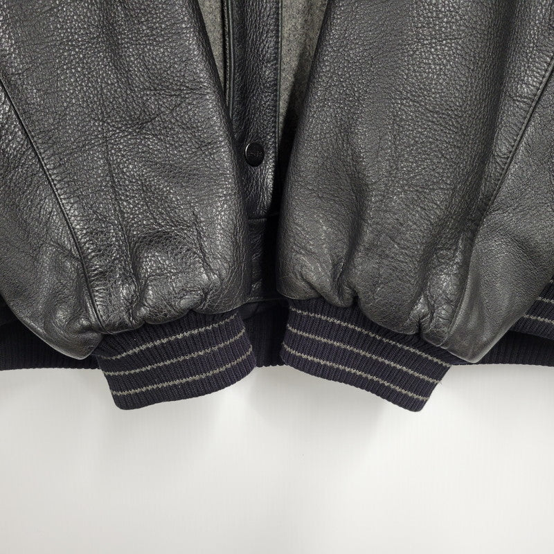 【中古品】【メンズ】 QUILTING LINER GENUINE LEATHER×WOOL SUTADIUM JACKET キルティング ライナー ジェニュイン レザー ウール スタジアムジャケット スタジャン 146-260118-tt-01-izu サイズ：XL カラー：グレー×ブラック 万代Net店
