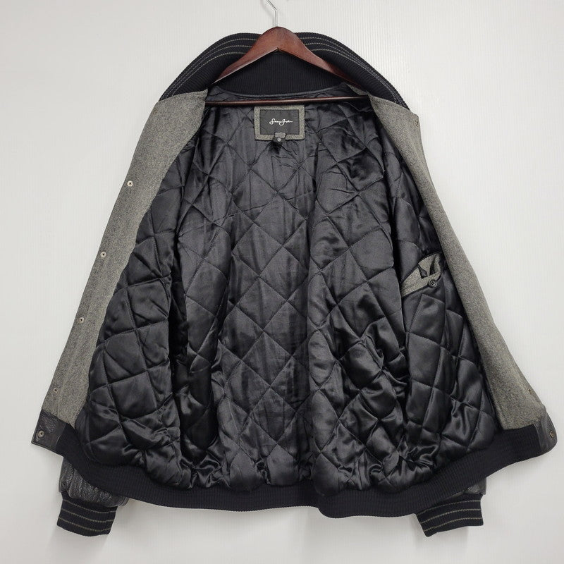 【中古品】【メンズ】 QUILTING LINER GENUINE LEATHER×WOOL SUTADIUM JACKET キルティング ライナー ジェニュイン レザー ウール スタジアムジャケット スタジャン 146-260118-tt-01-izu サイズ：XL カラー：グレー×ブラック 万代Net店
