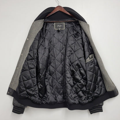 【中古品】【メンズ】 QUILTING LINER GENUINE LEATHER×WOOL SUTADIUM JACKET キルティング ライナー ジェニュイン レザー ウール スタジアムジャケット スタジャン 146-260118-tt-01-izu サイズ：XL カラー：グレー×ブラック 万代Net店