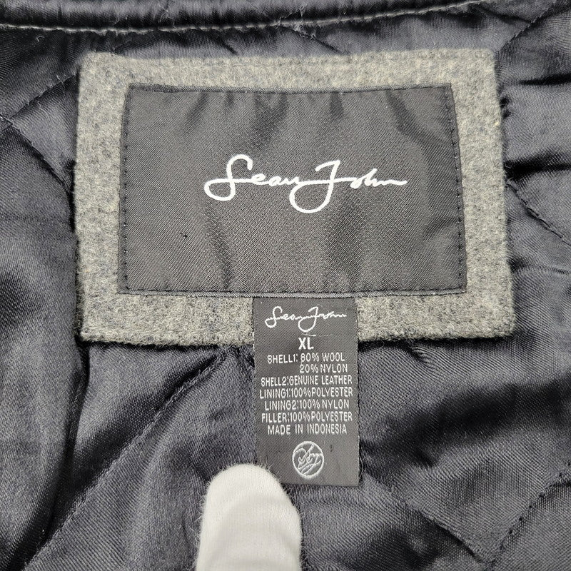 【中古品】【メンズ】 QUILTING LINER GENUINE LEATHER×WOOL SUTADIUM JACKET キルティング ライナー ジェニュイン レザー ウール スタジアムジャケット スタジャン 146-260118-tt-01-izu サイズ：XL カラー：グレー×ブラック 万代Net店